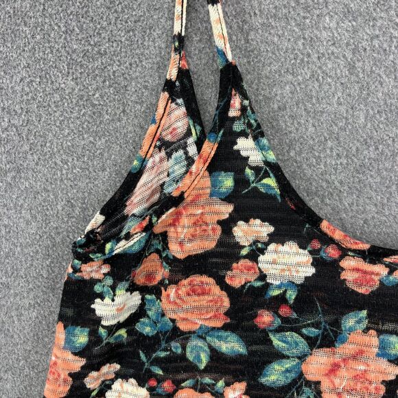 Soprano Tank Top Womens Small Black Floral Rose Y2K Sleeveless Camisole USA - Picture 4 of 14